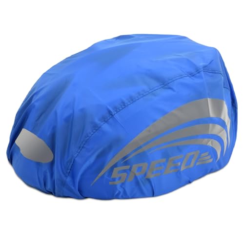 Catime - Housse Casque Vélo Imperméable, Réfléchissant Housses de Casque avec Réglable Boucle, Anti-Poussière Capuche pour Casque Protection Contre Pluie Housse Casque Enfant Adulte, Haute Visibilité (B-Bleu)