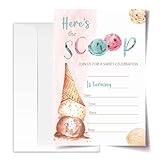 ANYEMW 4x6 Ice Cream Birthday Invitations, Ice Cream Party Decorations Favors Supplies, Ice Cream Birthday party, Birthday Invitations Girl, 20 Cards with 20 Envelopes.(70)