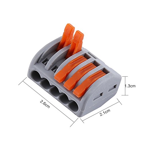 Yosoo 222-412 (20Pcs) 222-413 (20Pcs) 222-415(20Pcs) 2/3/ 5 Way Spring Lever Assortment Conductor Wire Connectors Terminal Block Electric Cable Connector Wire Pack-60Pcs #TOP3