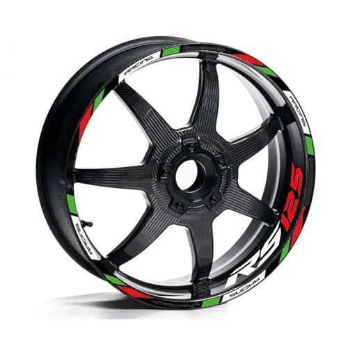 Felgenr Sticker Motorrad-Felgenaufkleber Für Aprilia RS125 RS 125 17 Zoll Felgenaufkleber Nabenaufkleber Nachtreflektierend Dekorativ Motorrad Felgen Aufkleber Komplett(Farbe 1)