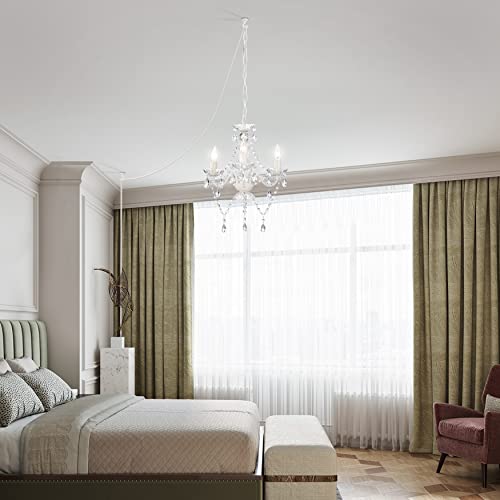 Antique House White Chandelier Plug in Chandelier Crystals Chandeliers 3 Light Small Chandelier for Girls Room - Image 6