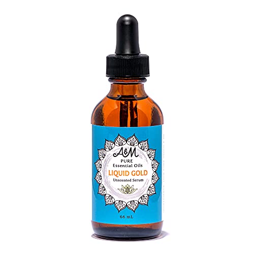 Auntie & Me Liquid Gold Organic Anti-Aging Face Serum for Dark Spots, Scars, Stretch Marks | Cruelty Free, Paraben Free, Vegan (Unscented), (Unscented, 66mL)