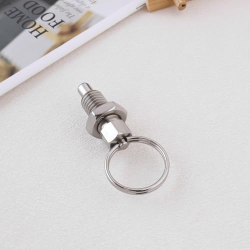 EMSea Federstößel mit Zugring, M10, Schnellspannstift, Edelstahl, nicht verriegelnd, handeinziehbar, für industrielle Ausrüstung, 2 Stück