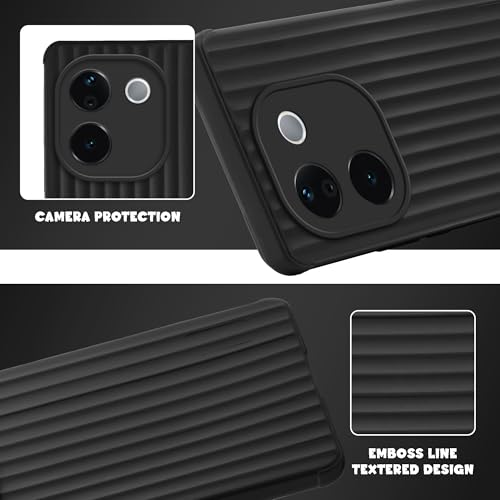 Image of Mr. Case Back Cover for Vivo T3 Pro 5G Sleek & Soft Silicon with Textured Back | Anti-Slip Grip & Minimal Bulk - Black