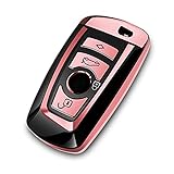 Intermerge for BMW Key Fob Cover, Soft TPU BMW Key Case Shell Pouch for BMW 1 3 4 5 6 7 Series and BMW X3 X4 M5 M6 GT3 GT5 Keyless Entry Key Cover_Rose Gold