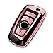Intermerge for BMW Key Fob Cover, Soft TPU BMW Key Case Shell Pouch for BMW 1 3 4 5 6 7 Series and BMW X3 X4 M5 M6 GT3 GT5 Keyless Entry Key Cover_Rose Gold