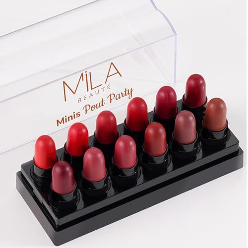 Image of Mila Beaute 12 Creamy Matte Mini Pout Party Lipstick Kit | Lip Hydrating & Light-weight | Long Lasting Lipsticks for Women | Suitable All Indian Tones | Shade - Browns & Reds 12g