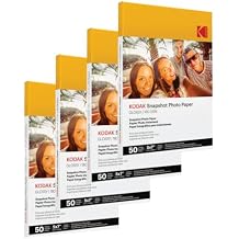 KODAK Photo Paper Gloss 5 X 7 SNAPSHOT | 200 count, 48lb-180 g/m 2-8.5MIL 4-Pack of 41307 White