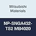 Mitsubishi Materials NP-SNGA432-TS2 MB4020 Uncoated CBN SN Type Petit Tip Turning Insert with Hole, Square, Grade MB4020, TS Honing/No Wiper, 2 Tip, 0.5" IC, 0.187" Thick, 0.031" Corner Radius