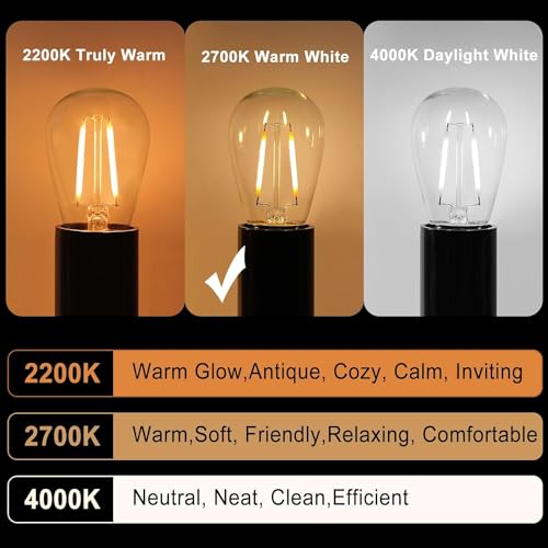 ROMANJOY E27 Screw Bulb Warm White 2700K, PC Shatterproof S14 LED Replacement Bulb Outdoor 2W Equivalent 20W - Image 3