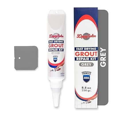 ZippySolve Tile Grout, Repair kit,Restore & Renew Tile Joints Line, Fast Drying Tile Grout Paint Squeeze Tube for Bathroom Shower Kitchen Floor Tile, Waterproof (Grey 8.8 oz)