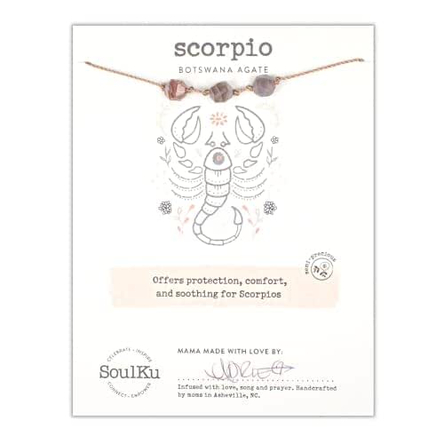 SoulKu Zodiac Stone Necklace, Astrology Jewelry With