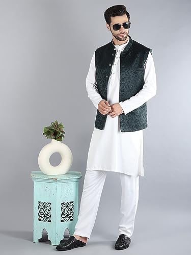 Image of Uri and MacKenzie Men's Silk Blend Kurta Pajama with Designer Ethnic Nehru Jacket /Modi Jacket