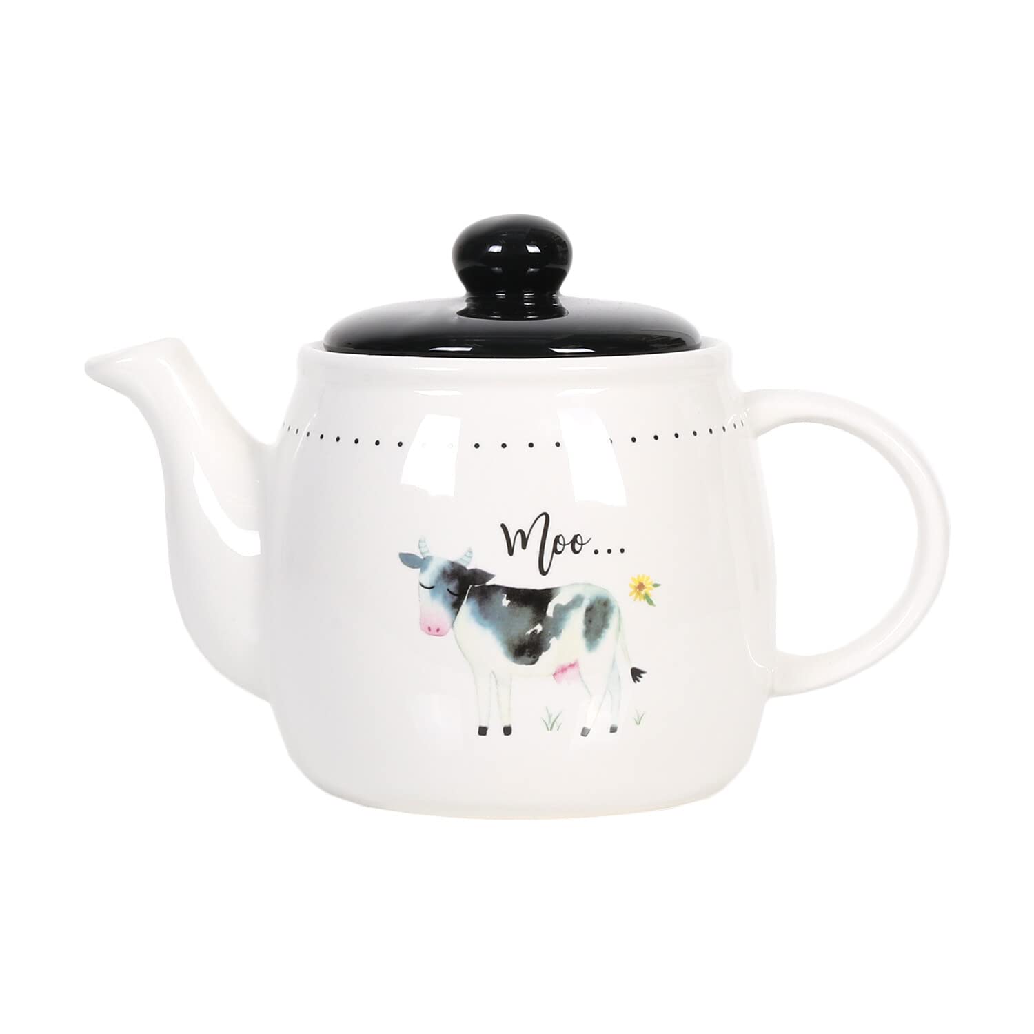 Animal Farm White Ceramic 3 Cup Teapot Traditionally Fine Farmhouse Shiny Stoneware Kitchen Teapot Tea Accessories