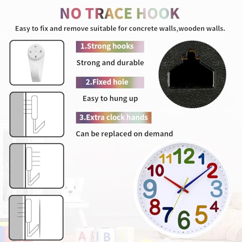 Reloj de Pared Analógico Silencioso para Niños 9 pulgadas miniatura 5