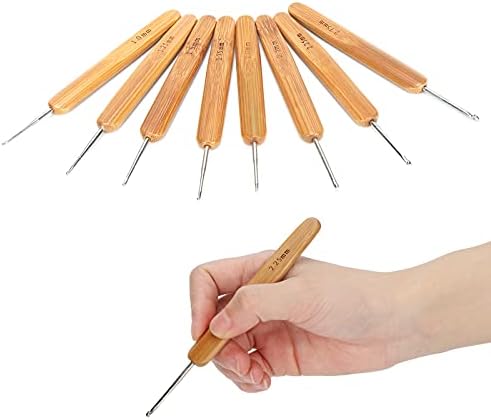 Bamboo Handle Crochet, Ergonomic Crochet Hooks Set of 8 Sizes with Stainless Steel Needle and Natural Bamboo Handle, for Home Use DIY Hand Knitting - 3