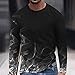 Muscularfit Casual Shirts for Men Fashion Long Sleeve 3D Flame Print Graphic Tee Shirts Loose Fit Crewneck Sweatshirts Fall Prime of Day Deals October 10-11 Slim Fit Dress Shirts for Men 2024 Red M