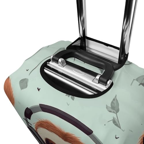 Funny Cute Animal Sloth Music Travel Luggage Cover Anti-scratch Suitcase Cover Elastic Suitcase Protective Cover Fits 19-32 Inch Luggage XL4