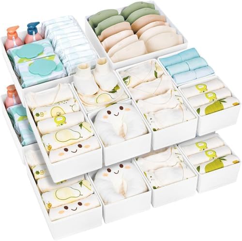Homsorout Kleiderschrank Unterwäsche Organizer - 15er Set Pax Organizer | Schubladen Organizer, Faltbare Aufbewahrungsbox Stoff Aufbewahrung, Geeignet für kommode, Socken, BHs, Bab