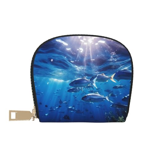 Blue Ocean Underwater Fish1 print Wallet Credit Cards Holder Business Card Case for Men Women Compact Size for Adults2