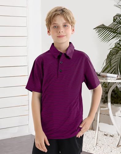 Image of Polo Shirts for Boys Golf Polo Shirt Short Sleeve Boys Performance Polo Dry Fit Stretch Collared UPF50+ Kids Golf Shirts