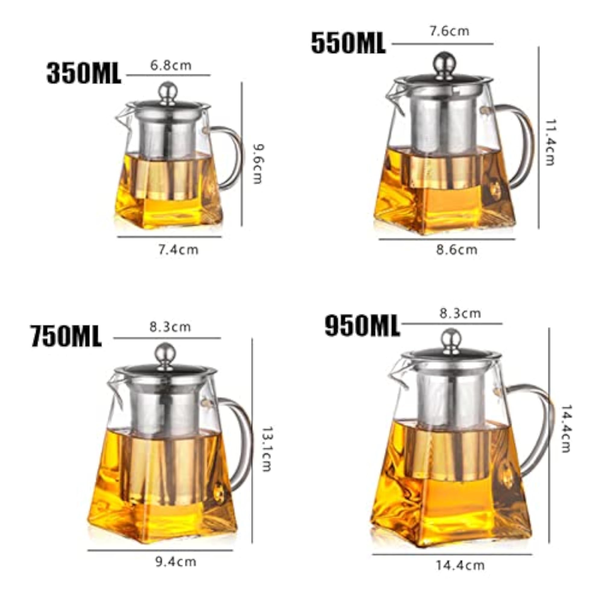 Glass Teapot with Strainer for Iced Tea Bags, 350ml