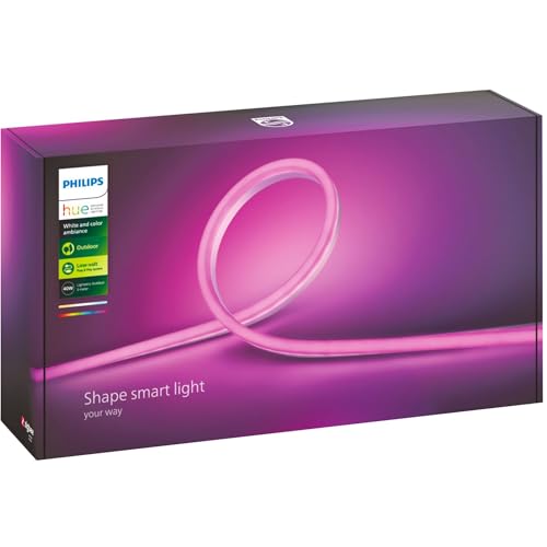 Philips Hue White & Color Ambiance Outdoor Lightstrip extérieur 5m, Ruban led extérieur compatible avec Alexa, Google Assistant et Apple Homekit, Bande led Hue modelable