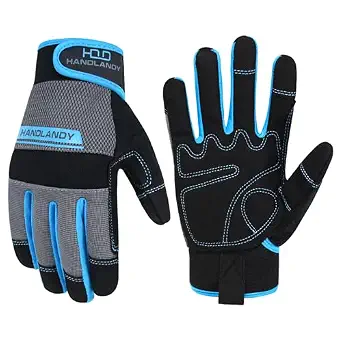 HANDLANDY Work Gloves Mens & Women, Utility Safety Mechanic Working Gloves Touch Screen, Flexible Breathable Yard Work Gloves (XS, Grey)