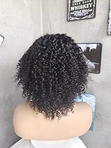 Luovce Lace Front Wig Human Hair Wigs for Women Kinky Curly Wig Middle Part Peruvian Hair 4X4 Lace Wig 10 inches Natural Color - Image 3