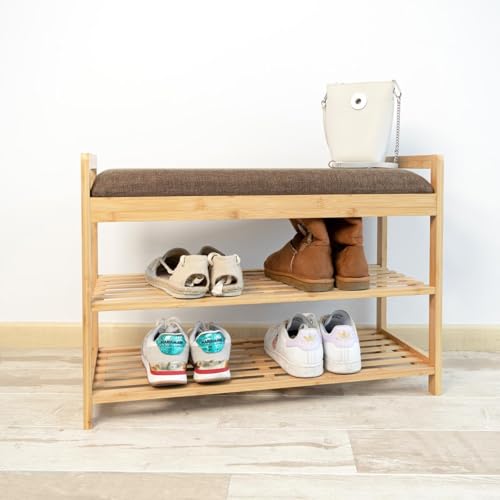 Banc à chaussures Moa en bambou au design naturel et robuste
