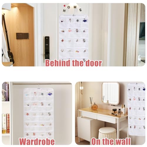 80 transparente Fächer Schmuckaufbewahrung Wand,Schmuck-Organizer,Schmuckhalter Wand,Schmuck Aufbewahrung(Weiß)