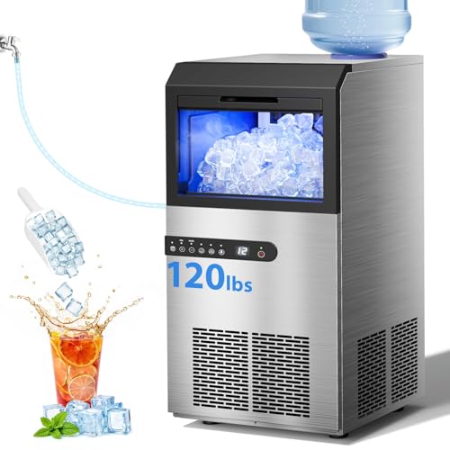 Commercial Ice Maker Machine, 120lbs/24H Stainless Steel