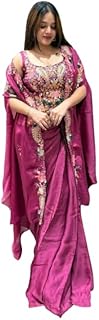 MARUTI FASHION HOUSE Lehenga Choli Indo-Western Draped Set For Womens And Girls Ready To Wear Party Shurg With Sharara Hev... Price In India
