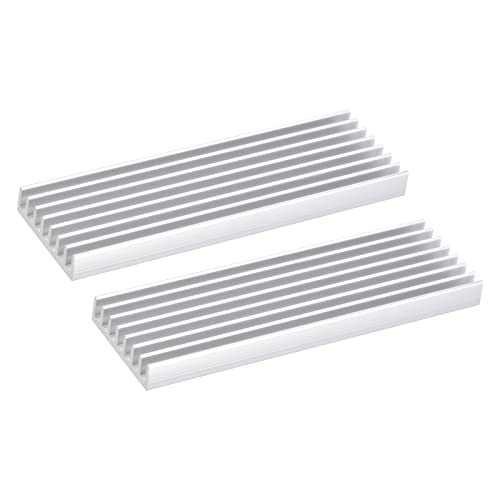 sourcing map - sourcing map 2 Paquet M.2 SSD Dissipateur Thermique Refroidisseur avec Thermique Coussin Alliage Aluminium Chauffage Évier réfrigération Évier pour Ordinateur Portable, 70X22X6mm, Blanc
