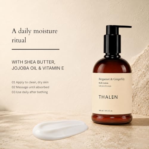 Image of Thalen Bergamot and Gingerlily Body Lotion with Niacinamide, Kakadu Plum & Shea Butter, Daily Moisturiser for All Skin Types, Vegan, 300 ml