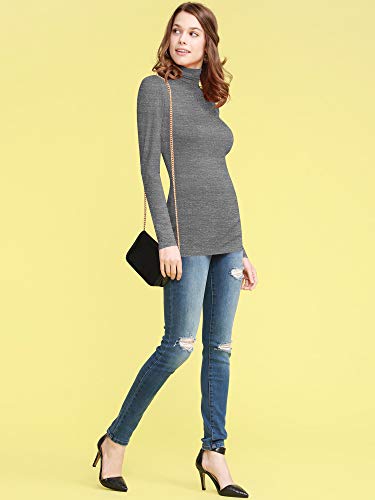 Image of Lock and Love Women's Turtleneck Top Lightweight Long Sleeve Slim Fit Pullover, Soft Rayon Stretch Layering Basic, S-3XL