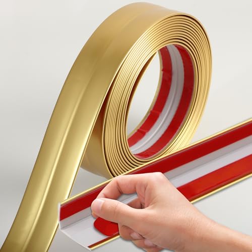 Coengwui L-Shaped Corner Guards, Peel and Stick Molding Trim for Furniture Edge Bumper, Table Door Frame Protection and Decoration (Matte Gold, 16.4ft x 0.8in)