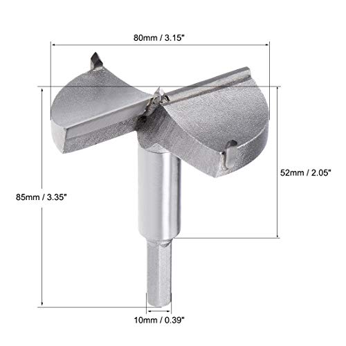 Uxcell Forstner Drill Bits 80Mm, Tungsten Carbide Wood Hole Saw Auger Opener, Woodworking Hinge Hole Drilling Boring Bit Cutter (Gray) #TOP2