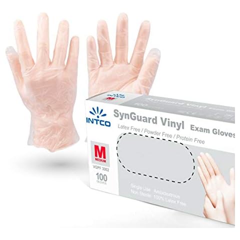 VENSALUD - Disposable Vinyl Gloves. Powder FREE. Box of 100 gloves. Color: White (M) Cover