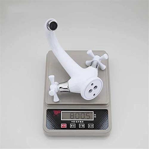 Robinet de lavabo blanc double commande pour eau chaude et froide