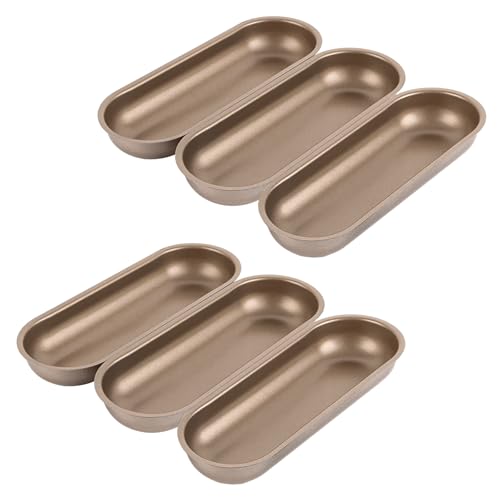 DAJAVE 6 Stück Hotdog Brötchen Backform 19x7x2.5 cm Mini-Brotbackformen, Leckere French Hot Dog Brötchen selbst machen, Antihaftbeschichtete Brotformen, Hotdog Buns Backblech, Spülmaschinenfest