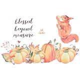 GAROZATION 感謝祭テーマのリスとカボチャウォールステッカー 落ち着いた秋色のPVC素材製 簡単貼付け可能 取り外し自在 リビングや子供部屋の装飾に最適