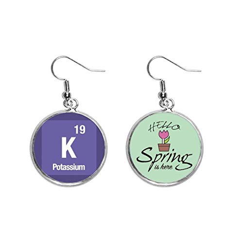 Pendientes K Potasio de química y colgante de primavera