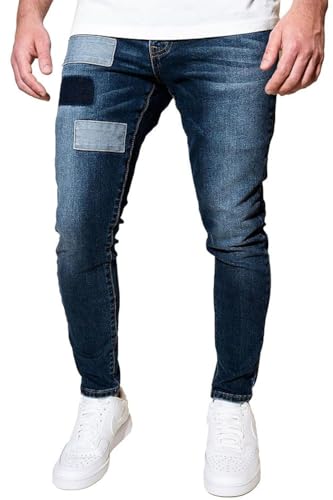 Men's Skinny Fit Jeans - Mid Rise & Stretchy Denim Pants for Men - Casual Tapered Jeans for Men