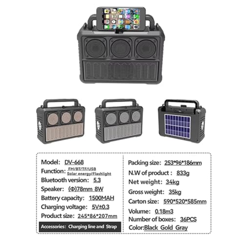 Radio FM solaire et enceinte portable d'extérieur avec torche LED - 7