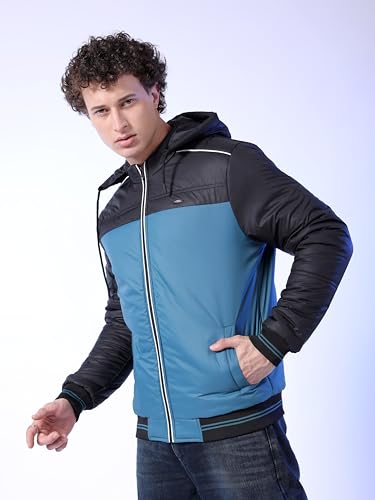 Image of The Indian Garage Co Men Regular Fit Colourblocked Bomber Jackets