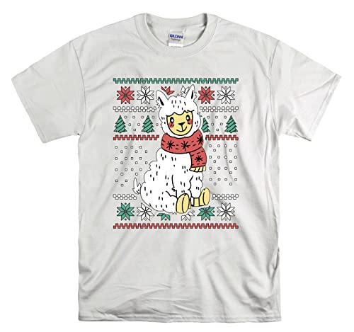 T-shirt unisexe Ugly Sweater Llama Sheep blanc taille M haut mode imprimé