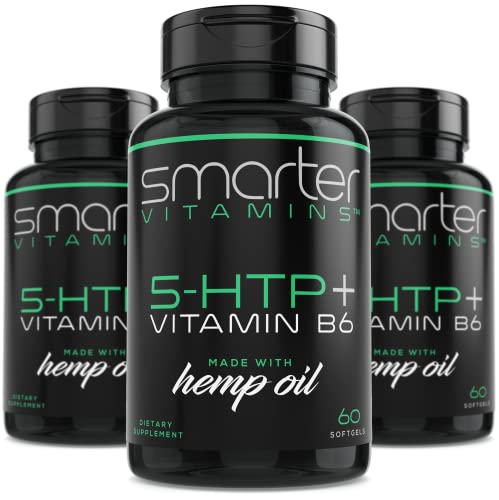 (3 Pack) 200mg 5-HTP + Vitamin B6, Natural Stress Relaxation, Mood & Sleep Boost, Extended Time Release - 180 softgels