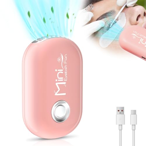 Buqikma Mini Lash Fan for Eyelash Extensions - USB-C Pink