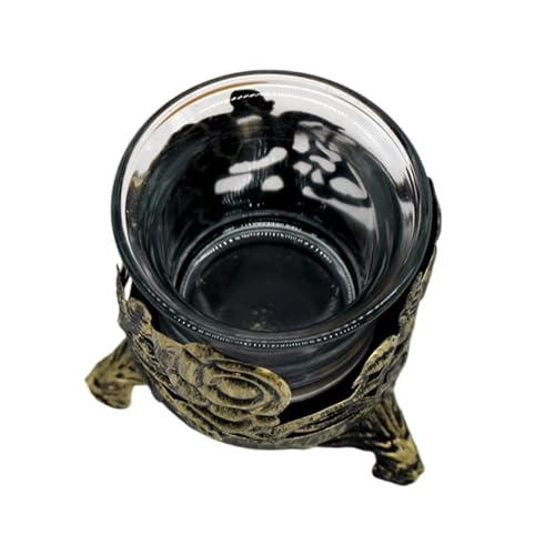 Vintage Tallado Flor Hierro Marco Base Con Velas De Vidrio Tealight Portavelas Copa Para Interior Decoraciones Electores Portavelas